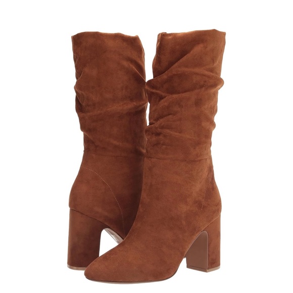 chinese laundry kailey suedette calf boot honey brown with heel - Picture 2 of 5